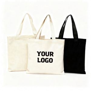 Wholesale Blank White Beige Black Zipper Canvas Travel Shopping Bags Custom Printable Two Handle Tote Bag Canvas Cotton Bags - Product Image 1