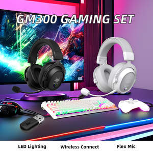 2.4G sans fil lumière LED casque de jeu micro Flexible multicolore antibruit casque supra-auriculaire confortable cordon Extra Long - Product Image 3