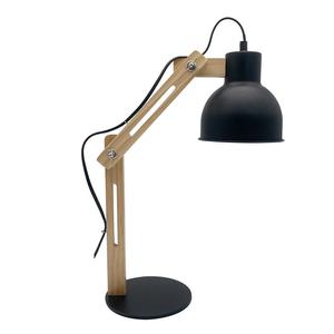 Lámpara articulada flexo E27 negra y haya, dimensiones 46x14x35 cm, ideal para iluminación de escritorio y lectura. - Product Image 1