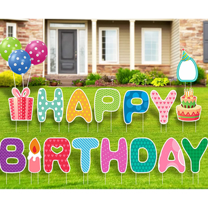 Panneau de cour en extérieur, 1 pièce, décoration de joyeux anniversaire, avec piquet - Product Image 2