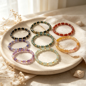 Wholesale 9x6mm Bamboo Section Natural Stone <b>Bracelet</b>, Vintage Bohemian Healing Crystal <b>Bracelet</b>, Fashion Jewelry - Product Image 2