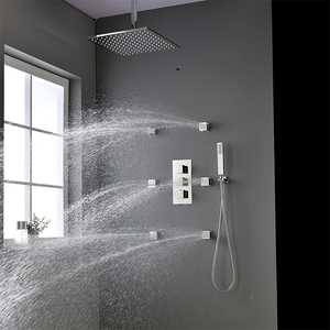 de masse de chine Amazon 12 pouces thermostatique mitigeur robinet de douche pluie led douche encastré ensembles de vannes - Product Image 2