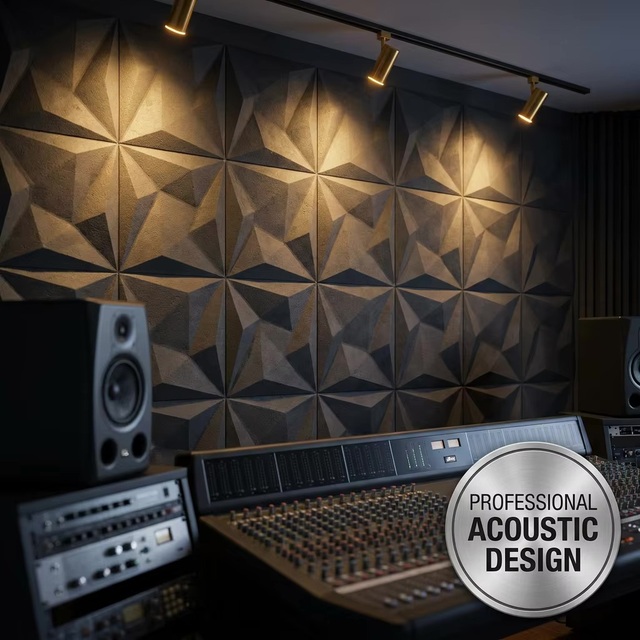 Acoustic Diffusion 100% Non-Asbestos 3D Fiber Cement Board Modern Polished Art Wall Panel for Recording Studio and Exterior Use