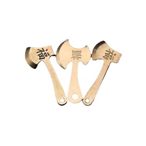 Brass Mini Axe Pendant <b>Keychain</b> Chinese Style Gravure Printing Portable Car Gift - Product Image 5