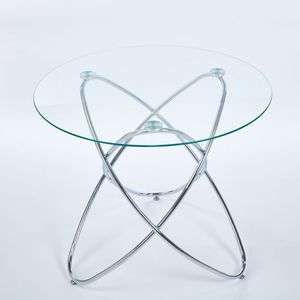 Modern <b>Space</b> <b>Saving</b> Kitchen & Living Room Dining <b>Table</b> with Tempered Glass & Chrome Metal Leg Chic & Stylish - Product Image 4