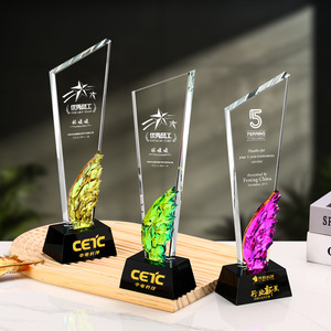 Custom Crystal <b>Trophies</b> With Wings Laser <b>Engraved</b> For Employee Awards And Sales Champion Recognition Events - Product Image 2
