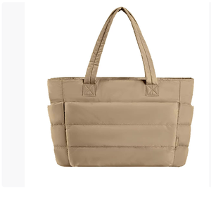 여성용 맞춤형 로고 방수 폴리에스터 푹신한 토트 백 여름용 지퍼 클로저가 달린 패딩 핸드백 - Product Image 3