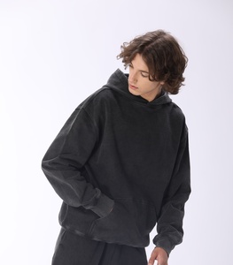 Chất Lượng Cao Bán Buôn Boxy Thời Trang Phố Bông Phun In Ấn Rhinestone Axit Rửa Spider Zip up Quá Khổ Của Người Đàn Ông Tùy Chỉnh Áo - Product Image 3