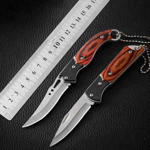 Cuchillo de bolsillo táctico plegable personalizado de acero inoxidable genuino con mango de madera de color Herramienta de mano de bricolaje compatible con OEM - Product Image 4
