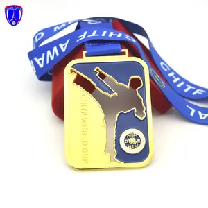 Gold Taekwondo Medaillon benutzer definierte Medaillen Sport und Trophäen für CHITF CUP