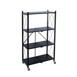 Estantes de Almacenamiento Metálicos Plegables de 4 Niveles, de Acero al Carbono, Color Negro, 120x39.5x9.5cm - Product Image 1