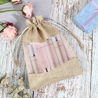 Petite pochette à bijoux en toile de jute, sac cadeau léger en tissu avec cordon de serrage, sac d'emballage pour mariage, fête, anniversaire