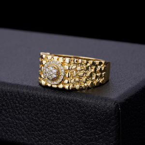 Designer Style Light Weight Hip Hop Men <strong>14k</strong> Gold Plated 925 Sterling Silver <strong>Nugget</strong> <strong>Ring</strong>