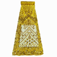 Tissu en dentelle brodée africaine de luxe, dentelle filet haut de gamme pour robes de mariée, tissu en dentelle à sequins et perles pour accessoires de couture