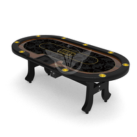 Table de poker Texas Hold'em ovale YH avec design de pieds en H - Table de poker de casino de 240 cm avec accoudoirs en cuir et logo personnalisé