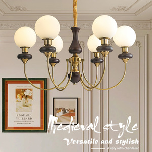 Magic Bean American Retro Style Ceiling <b>Light</b> French Vintage Living Room <b>Dining</b> Room Fixture in Walnut Wood Color for Bedroom - Product Image 2