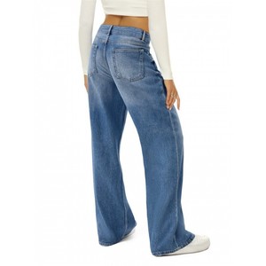 Jean en denim vintage taille haute pour femmes jambe droite ample été décontracté Streetwear avec poches et trous respirant lavable - Product Image 2