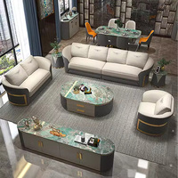Juego de sofá de cuero tapizado de nuevo diseño italiano de lujo, marco de madera Seccional de 3 plazas, muebles modernos para sala de estar