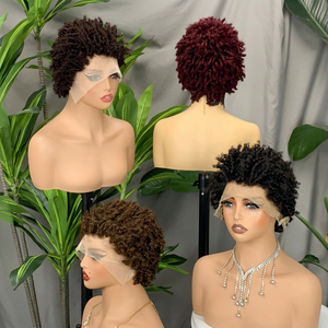 Cheap Price Screw Curly Human Hair <b>Wigs</b> 13x4 Transparent Lace Frontal Brazilian Human Hair <b>Afro</b> Short <b>Wig</b> - Product Image 1