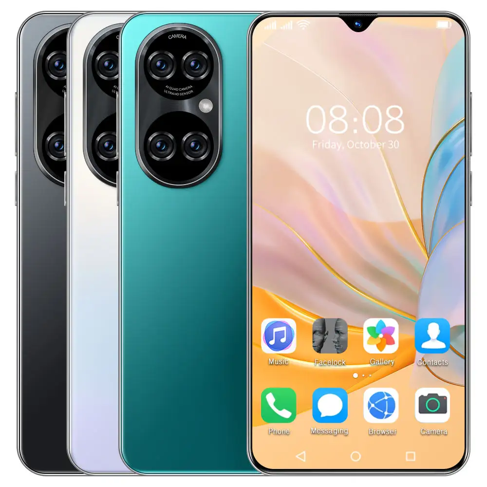 Smartphone p50 pro, telefone celular, qualidade superior, preço baixo, com reconhecimento facial, 4g, 5g