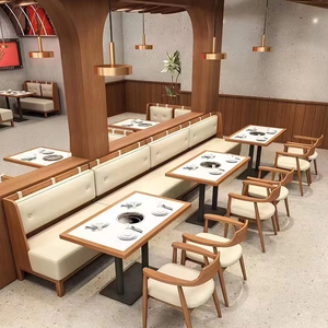 Đồ nội thất nhà hàng sang trọng bàn và ghế khách sạn thức ăn nhanh đồ ăn nhẹ phần còn lại phương Tây Nhà hàng bằng gỗ gian hàng sofa chỗ ngồi thiết lập - Product Image 1