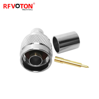 Factory Supply N Type Male Plug Crimp Straight for LMR400 Coaxial Brass Cable RF Coax Solder Pin Connector ROHS in Stock Macho