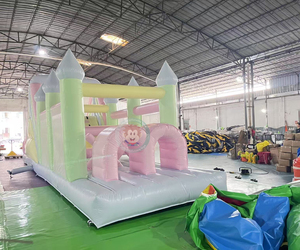 Parcours d'obstacles gonflable sur le thème des macarons avec toboggan, jeu sportif gonflable commercial pour enfants - Product Image 1