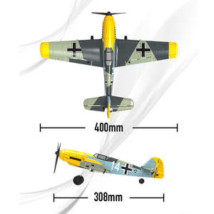 HOSHI <span class=keywords><strong>Volantex</strong></span>-Avion radiocommandé 4CH 2.4G400mm en mousse EPP pour garçons, modèle réduit d'avion radiocommandé de chasse, BF-109, 761 - Product Image 3