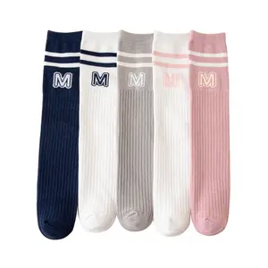 Autumn Solid Color Letters Children Stockings Korean Version Girls Socks Cotton On Parallel Bars Baby Knee High Socks