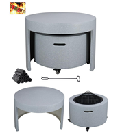 Barbecues MGO avec table 2-en-1, aspect pierre, gril à charbon de bois d'extérieur avec roues et écran anti-étincelles pour jardin, patio, mobilier d'extérieur