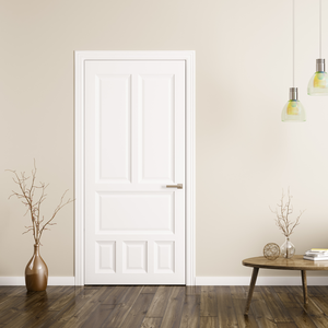Puerta Interior Blanca Imprimada de 3 Paneles, Moderna, Núcleo Sólido de MDF, para Proyectos de <span class=keywords><strong>Apartamentos</strong></span> - Product Image 2