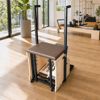 Chaise de Pilates réglable et portable QT en bois de chêne, avec poignées, échelle et boîte de rangement, pour la maison, la salle de sport et le studio