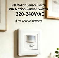 Détecteur de mouvement humain PIR encastré mural SanJin JB403A, 160°, 9m, induction réglable, lumière ambiante, 220-240VAC, pour intérieur domestique