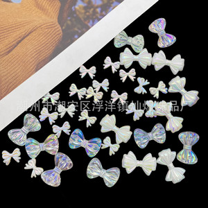 Iridescent Acrylic Bow Beads Cream Glue Hair <b>Clip</b> Diy Jewelry Accessories For Phone Case Chain Headwear Daily Use - Product Image 4
