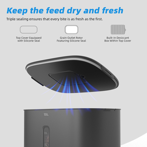 Distributeur automatique de nourriture pour animaux de compagnie OEM 15L avec minuterie, pour gros chiens et chats, avec compartiment visible pour granulés de 25 mm, surélevé - Product Image 6