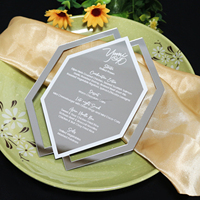 Tarjetas de menú acrílicas de espejo plateado con forma especial creativa personalizada Premium para bodas/Navidad/eventos de fiesta de cumpleaños
