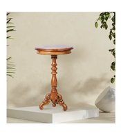 Table d'appoint ronde élégante en teck importé, table d'appoint minimaliste en bois pour la maison, le bureau, le restaurant et l'hôtellerie