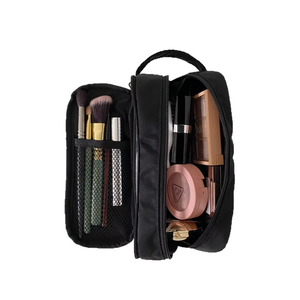 Rectangular Storage <strong>Bag</strong> with Mesh <strong>Compartments</strong> in Red, Black, and Pink, Large Capacity Portable Travel Women's <strong>Makeup</strong> <strong>Bag</strong> - Product Image 5