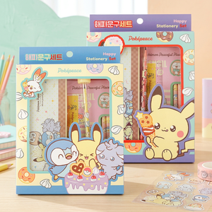 Ensemble de papeterie en plastique Pokemoned Happy, crayon, gomme, taille-crayon, fournitures scolaires de base pour enfants coréens, anime, mignon, cadeau pour étudiants - Product Image 2