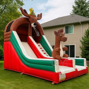 Castillo Inflable de Reno Navideño para Niños, Brincolín de Buena Calidad con Tobogán - Product Image 1