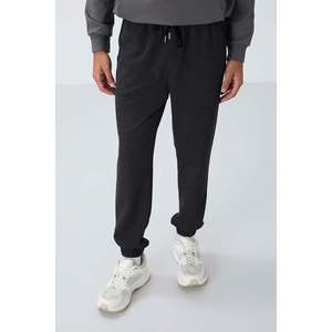 Pantalon de survêtement texturé anthracite mélangé pour homme, taille élastique, coupe décontractée, respirant, taille standard - Product Image 3