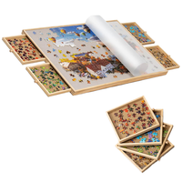 Kit de rangement éducatif en bois pour puzzles DIY, avec tapis, tubes, plateaux de tri, tiroirs, rouleau de feutre, organisateur de puzzles portable, boîte cadeau OEM