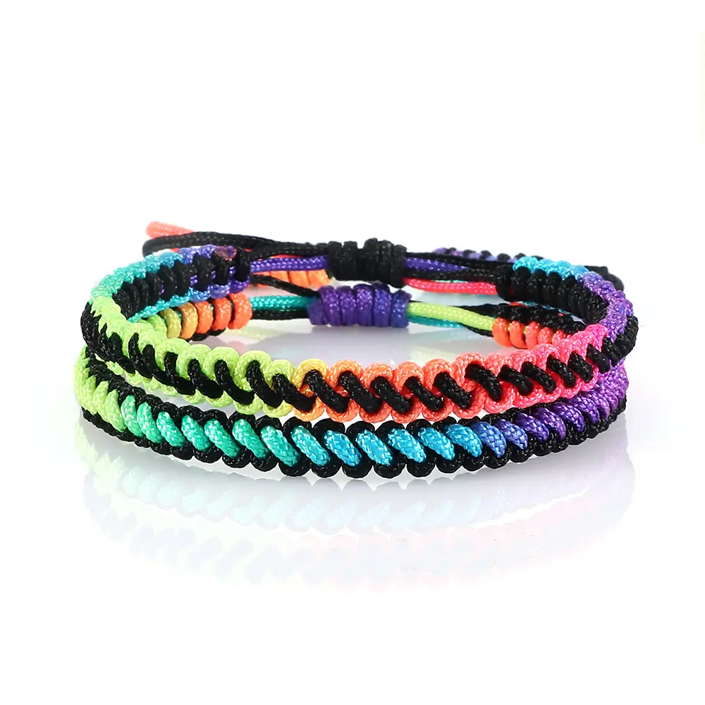 Design Bohemian Multi Color Rope Handmade Knots Faden Armreifen für Frauen Männer Geschenk Schmuck verstellbare Baumwolle Charm Armbänder