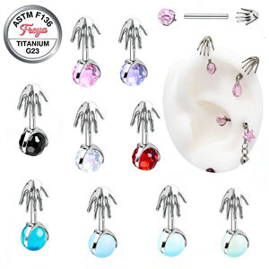 Boucles d'oreilles clous d'oreilles Punk en Titane ASTM-F136, avec Zircon coloré en forme de petites ampoules et griffes de démon, pour piercing hélix, bijoux de corps - Product Image 1