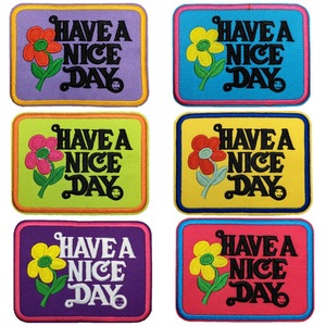 Offre Spéciale <span class=keywords><strong>bonne</strong></span> journée Slogan bonnes salutations mot Design Rectangle fer sur patch de broderie pour casquette - Product Image 2