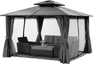 ABCCANOPY-Gazébos à toit rigide d'extérieur, toit en polycarbonate imperméable avec filet à mailles, cadre supérieur en aluminium - Product Image 4