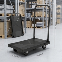 Chariot à plateforme pliable à quatre roues avec poignée, chariot de manutention, chariot de rangement pliable, remorque, chariot de courses, compatible OEM