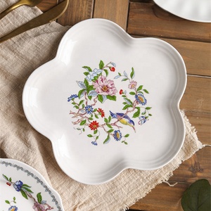 จานเซรามิคลายกุหลาบสไตล์ยุโรป จานสลัด จานอาหารค่ำ - Product Image 5