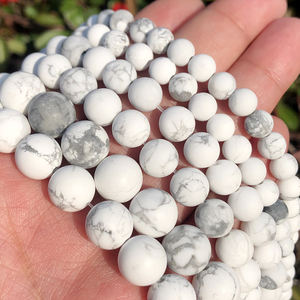 Perline di pietra rotonde di <span class=keywords><strong>Howlite</strong></span> bianco opaco alla moda 4/6/8/10/12mm smalto opaco per la creazione di gioielli fai da te - Product Image 3