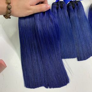 Bundles Super Double Dessinés Bleu 100% Naturel Non Transformé Vierge Cuticule Alignée Humain Pur Rouge Extensions de Cheveux Raides - Product Image 3